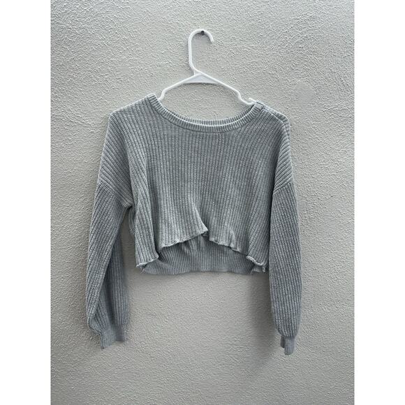 Hollister Sweaters - Hollister Womens Sweater Size Unknown Gray Ribbed Long Sleeve Cropped